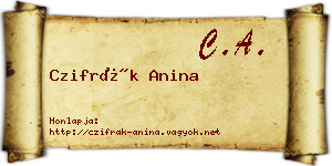 Czifrák Anina névjegykártya